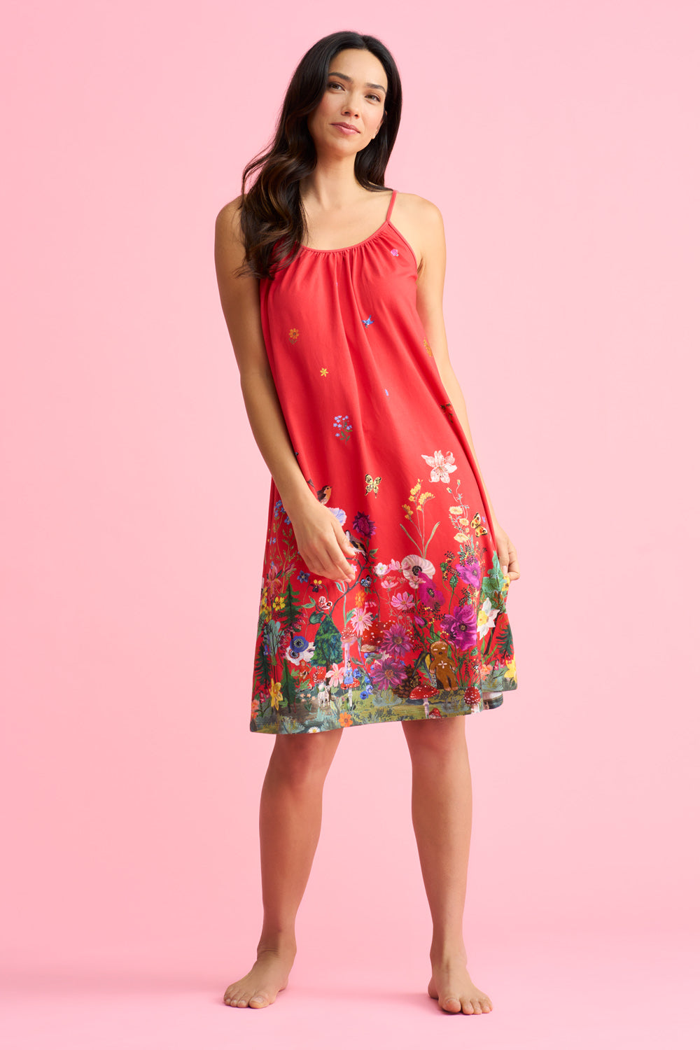 Nathalie Lété Cami Dress - Forest Red Print