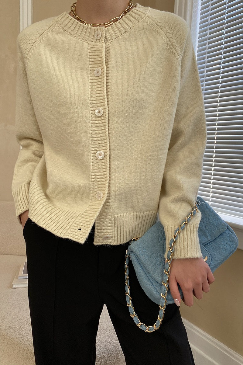 Jade Button Raglan Cardigan