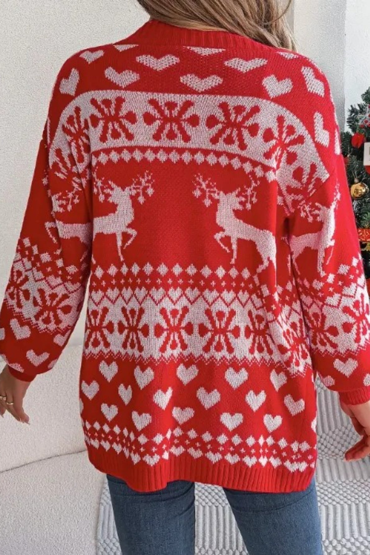 Deer Pocket Lantern Sleeve Cardigan