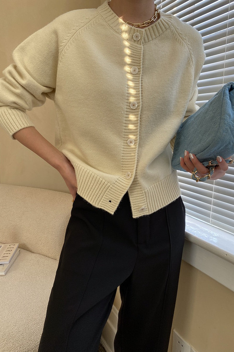 Jade Button Raglan Cardigan