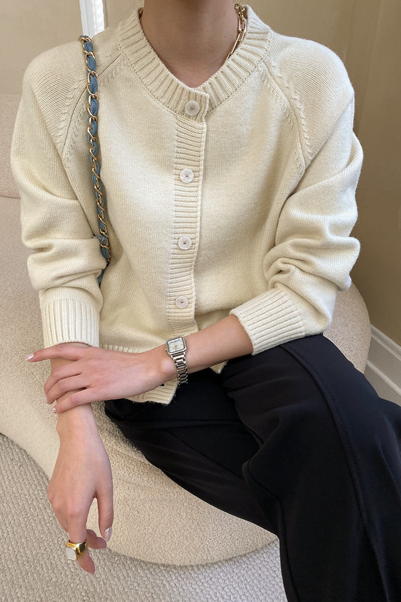 Jade Button Raglan Cardigan