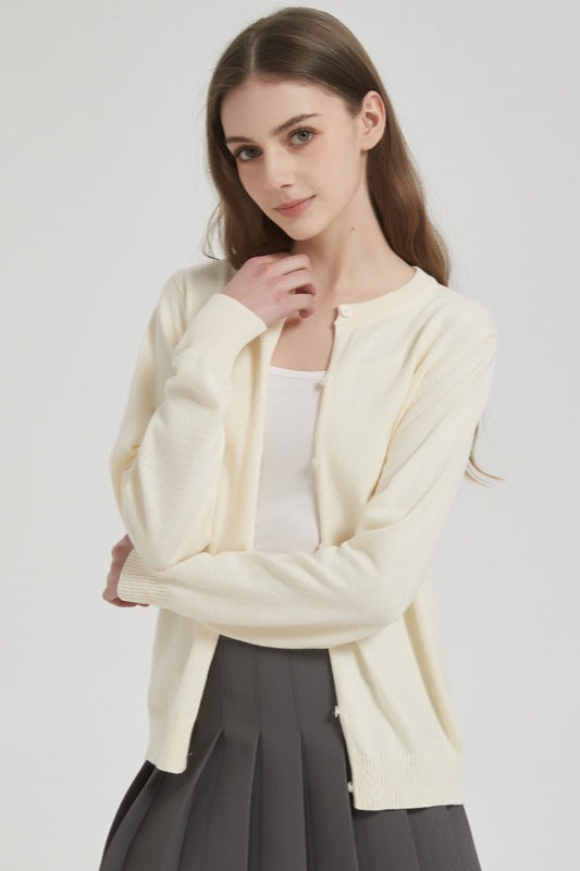 Cotton Round Neck Cardigan