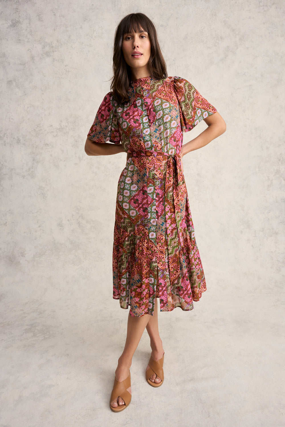 Georgette Flutter Sleeve Dress - Marrakesh Print