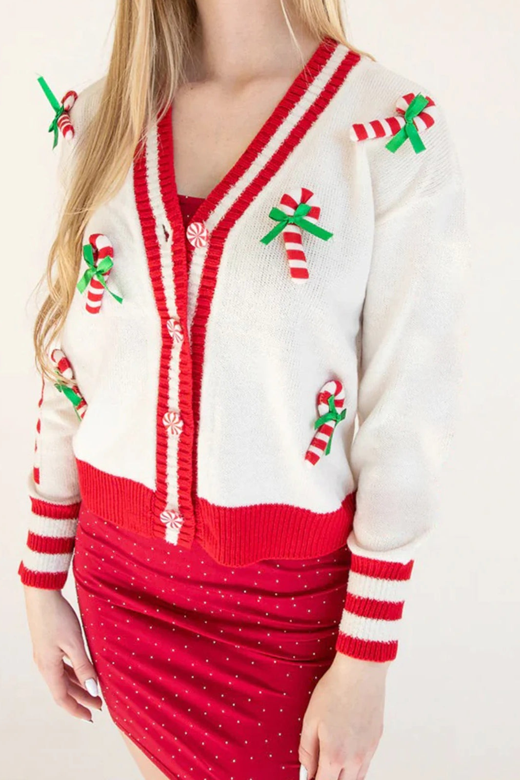 Sweet Bow V Neck Long Sleeve Cardigan