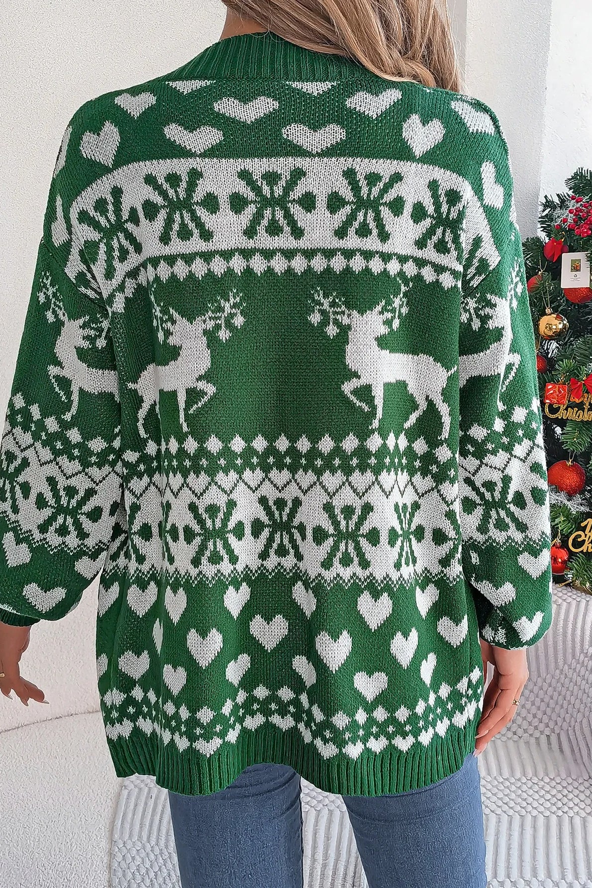 Deer Pocket Lantern Sleeve Cardigan