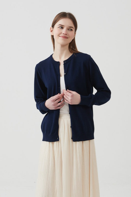 Cotton Round Neck Cardigan