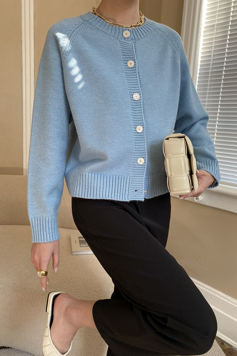 Jade Button Raglan Cardigan