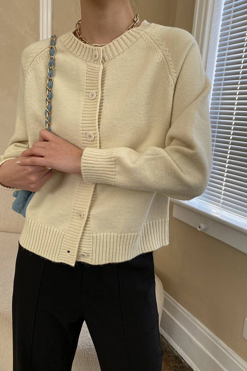 Jade Button Raglan Cardigan