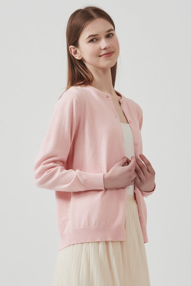 Cotton Round Neck Cardigan