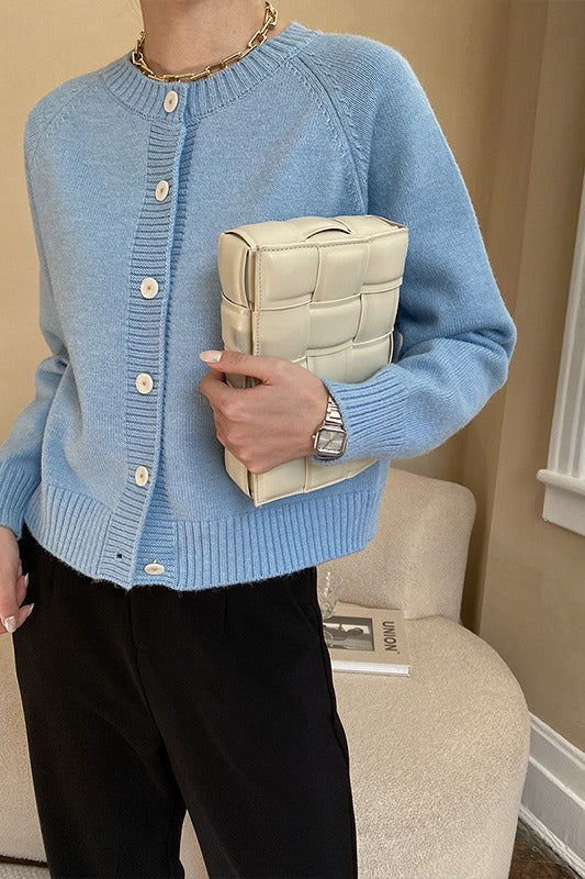 Jade Button Raglan Cardigan