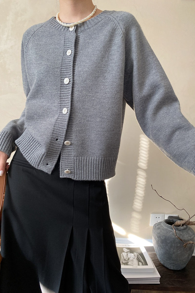 Jade Button Raglan Cardigan
