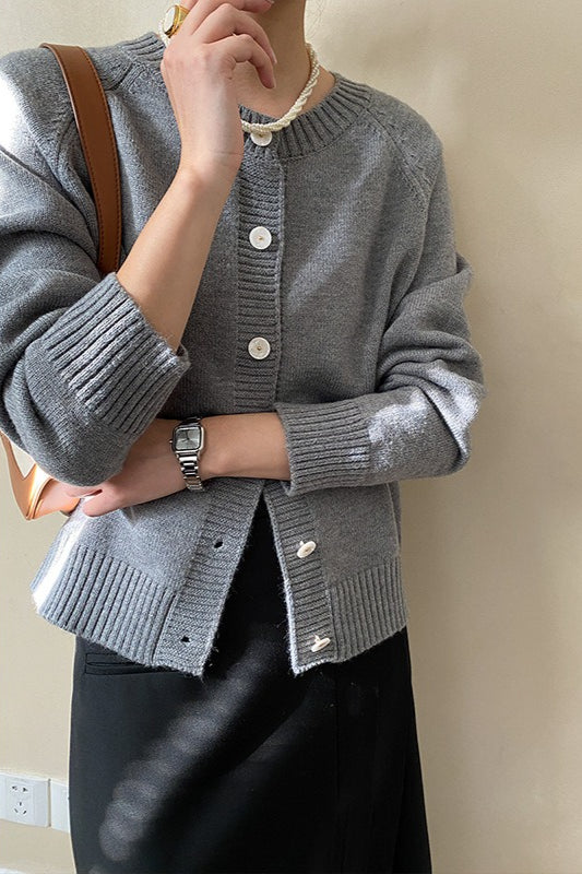 Jade Button Raglan Cardigan